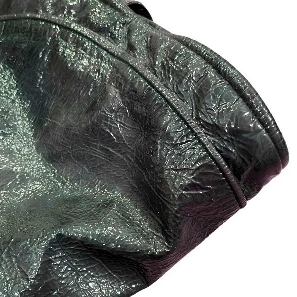 Abro Dark Green Large Bowling Style Leather Tote Bag